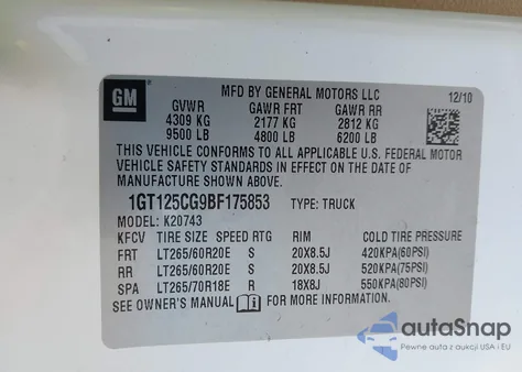 2011 GMC Sierra 2500Hd Denali from USA, damaged, VIN 1GT125CG9BF175853